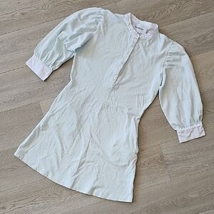 Sylvian Heach Vintage-Inspired Mint Green Puff Sleeve‎ Shift Dress